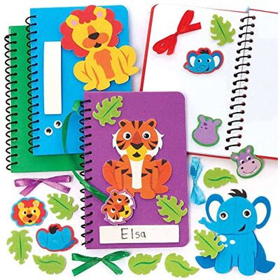 Baker Ross Bloc de Notas de Animales de la Selva Juego de 4, Ocio creativo para Niños Baker Ross Bloc de Notas de Animales de la Selva Juego de 4, Ocio creativo para Niños