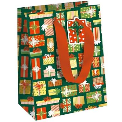 Eurowrap Un lot de 6 Sacs Cadeaux Excellia- Format Moyen 21,5x10,2x25,3cm 210g Motif : Sweet Christmas, cadeaux multicolors fond vert Idéal pour : Livre, Jeu, Petits cadeaux Eurowrap Un lot de 6 Sacs Cadeaux Excellia- Format Moyen 21,5x10,2x25,3cm 210g Motif : Sweet Christmas, cadeaux multicolors fond vert Idéal pour : Livre, Jeu, Petits cadeaux