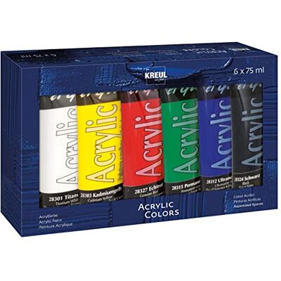 KREUL 28260 Pintura acrílica El Greco, 6 x 75 ml, brillante, pintura acrílica de alta pigmentación en calidad de estudio, pintable como mantequilla, para pintar empastes KREUL 28260 Pintura acrílica El Greco, 6 x 75 ml, brillante, pintura acrílica de alta pigmentación en calidad de estudio, pintable como mantequilla, para pintar empastes