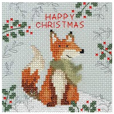 Bothy Threads Juego de punto de cruz de 10 x 10 cm, diseño de zorro navideño Bothy Threads Juego de punto de cruz de 10 x 10 cm, diseño de zorro navideño
