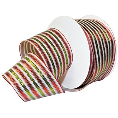 Morex 7487.60/50 – 699 francés Wired poliéster Barroco Noel Cinta, 2 1/2 "x 50 m, Color Blanco/Verde/Rojo Morex 7487.60/50 – 699 francés Wired poliéster Barroco Noel Cinta, 2 1/2 "x 50 m, Color Blanco/Verde/Rojo