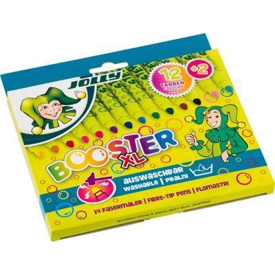 JOLLY Booster rotuladores de fibra seguros para niños, punta extra gruesa y extremadamente robusta, recargables, lavables, 14 rotuladores, punta no retráctil JOLLY Booster rotuladores de fibra seguros para niños, punta extra gruesa y extremadamente robusta, recargables, lavables, 14 rotuladores, punta no retráctil