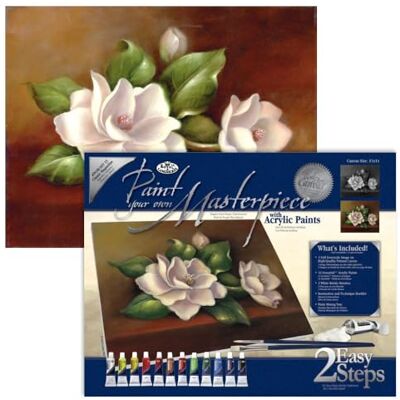 Royal & Langnickel Paint Your Own Masterpiece Juego de pintura, diseño de magnolias Royal & Langnickel Paint Your Own Masterpiece Juego de pintura, diseño de magnolias