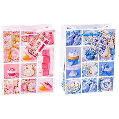 TSI 85014 Bolsas de regalo (tamaño mediano, 12 unidades), diseño de piedras apiladas y mar de fondo TSI 85014 Bolsas de regalo (tamaño mediano, 12 unidades), diseño de piedras apiladas y mar de fondo