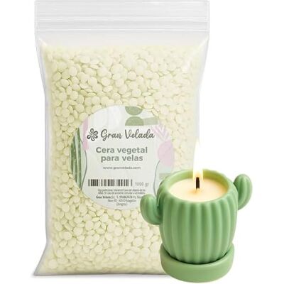 GRAN VELADA Cera Vegetal para hacer Velas en Vaso 1 Kg Cera Vegana en Perlas para hacer Velas Aromáticas en Recipiente Admite hasta 4% Esencia Bajo Punto Fusión 47-54°C GRAN VELADA Cera Vegetal para hacer Velas en Vaso 1 Kg Cera Vegana en Perlas para hacer Velas Aromáticas en Recipiente Admite hasta 4% Esencia Bajo Punto Fusión 47-54°C