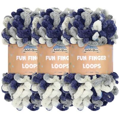 BambooMN Fun Finger Loops Yarn Team Spirit Colors 3 madejas BambooMN Fun Finger Loops Yarn Team Spirit Colors 3 madejas