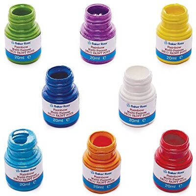 Baker Ross Macetas de Pintura Deco Multicolor Set de 8, pintura para niños Baker Ross Macetas de Pintura Deco Multicolor Set de 8, pintura para niños