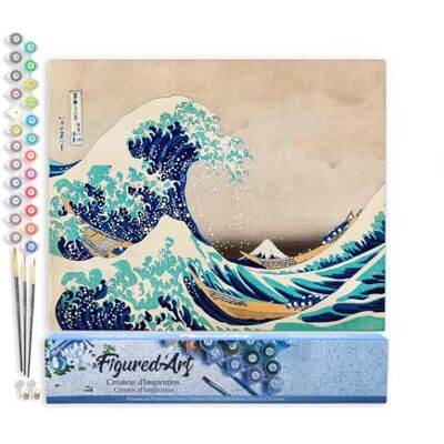 ART Pintar por Numeros Adultos La gran ola de Kanagawa de Katsushika Hokusai Manualidades pintura acrilica Kit Cuadro DIY completo 40x50cm sin bastidor ART Pintar por Numeros Adultos La gran ola de Kanagawa de Katsushika Hokusai Manualidades pintura acrilica Kit Cuadro DIY completo 40x50cm sin bastidor