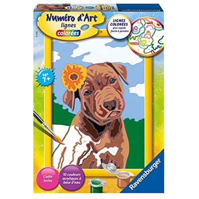 Ravensburger Número de arte, diseño de cachorro con flor Ravensburger Número de arte, diseño de cachorro con flor