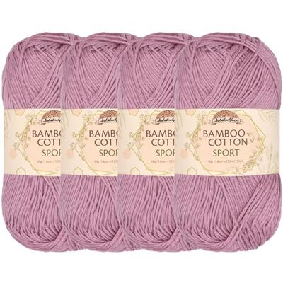 BambooMN JubileeYarn Bamboo Cotton Sport Hilo de algodón de 4 capas, 50 g/madeja, algodón de azúcar, 4 madejas BambooMN JubileeYarn Bamboo Cotton Sport Hilo de algodón de 4 capas, 50 g/madeja, algodón de azúcar, 4 madejas