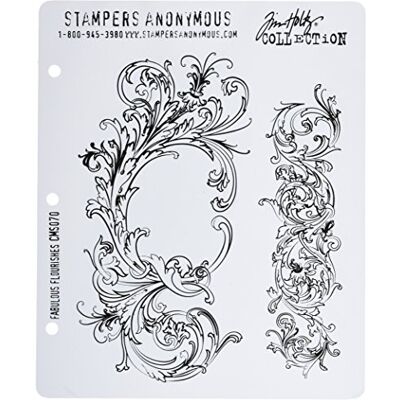 Stampers Anonymous Tim Holtz Sellos adhesivos de 7 x 8.5 pulgadas, fabulosas flores Stampers Anonymous Tim Holtz Sellos adhesivos de 7 x 8.5 pulgadas, fabulosas flores