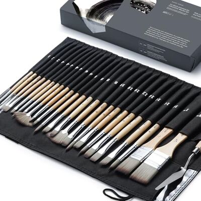 ARTIFY 25 Piezas Pinceles Pintura Profesionales para Acrílico Óleo Acuarela ARTIFY 25 Piezas Pinceles Pintura Profesionales para Acrílico Óleo Acuarela