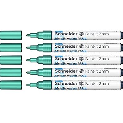 Schneider Paint-It Rotulador metálico verde metálico (grosor de trazo 2 mm, nueva tecnología de pigmento, efecto brillante), 5 unidades Schneider Paint-It Rotulador metálico verde metálico (grosor de trazo 2 mm, nueva tecnología de pigmento, efecto brillante), 5 unidades