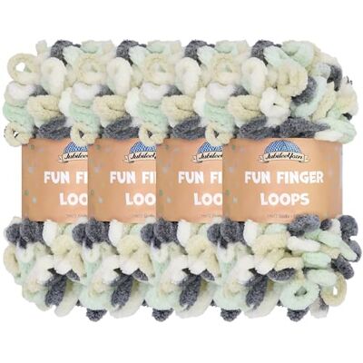 BambooMN JubileeYarn Fun Finger Loops Ovillo de hilo de poliéster jumbo 100 g/madeja Artemis 4 madejas BambooMN JubileeYarn Fun Finger Loops Ovillo de hilo de poliéster jumbo 100 g/madeja Artemis 4 madejas