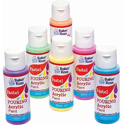Baker Ross Pintura Acrílica para Verter en Colores Pastel Paquete de 6, Pintura para Niños () Baker Ross Pintura Acrílica para Verter en Colores Pastel Paquete de 6, Pintura para Niños ()