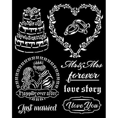 Stamperia International Thick Stencil-Sleeping Beauty Plantilla Gruesa – La Bella Durmiente Just Married, Varios, 20 x 25 cm Stamperia International Thick Stencil-Sleeping Beauty Plantilla Gruesa – La Bella Durmiente Just Married, Varios, 20 x 25 cm