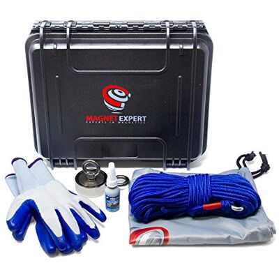 Magnet Expert Kit de Pesca Magnetica Con Magnet de Neodimio de Alta Potencia, Guantes, Estuche de Transporte, Pegamento de Hilo Y Bolsa de Desecho Para Pesca Por Iman, Recuperacion Y Caza de Tesoros Magnet Expert Kit de Pesca Magnetica Con Magnet de Neodimio de Alta Potencia, Guantes, Estuche de Transporte, Pegamento de Hilo Y Bolsa de Desecho Para Pesca Por Iman, Recuperacion Y Caza de Tesoros