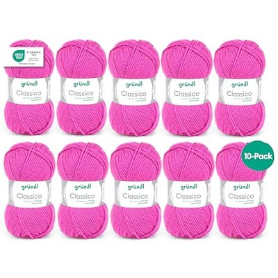 Gründl Classico Lana gruesa 10 ovillos de 50 g, Fucsia Lana gruesa para tejer y ganchillo Hilo de punto suave y agradable para la piel 50 % lana merino, 50 % poliacrílico Gründl Classico Lana gruesa 10 ovillos de 50 g, Fucsia Lana gruesa para tejer y ganchillo Hilo de punto suave y agradable para la piel 50 % lana merino, 50 % poliacrílico