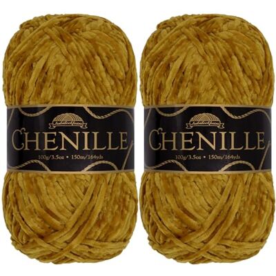 BambooMN JubileeYarn Ovillo de chenilla, peso peinado, 100 g/madeja, tiramisú, terciopelo amarillo marrón, ovillo para ganchillo y punto, 2 madejas BambooMN JubileeYarn Ovillo de chenilla, peso peinado, 100 g/madeja, tiramisú, terciopelo amarillo marrón, ovillo para ganchillo y punto, 2 madejas