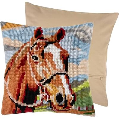Trimits Kit de cojín de punto de cruz, parte trasera de cojín incluida, lienzo preimpreso, hilo y aguja incluidos, 40 x 40 cm, marrón caballo Trimits Kit de cojín de punto de cruz, parte trasera de cojín incluida, lienzo preimpreso, hilo y aguja incluidos, 40 x 40 cm, marrón caballo