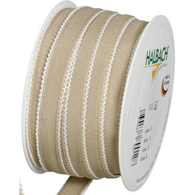 Halbach Seidenbänder Cinta decorativa de aspecto de algodón con borde de arco, ancho: 15 mm, longitud: 25 m, cinta para decorar y decorar regalos y ocasiones festivas, cinta decorativa para Halbach Seidenbänder Cinta decorativa de aspecto de algodón con borde de arco, ancho: 15 mm, longitud: 25 m, cinta para decorar y decorar regalos y ocasiones festivas, cinta decorativa para
