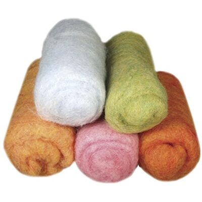 Rayher pura lana virgen, Color, fieltro, 5 colores a 20 G, colores pasteles Sommermix Rayher pura lana virgen, Color, fieltro, 5 colores a 20 G, colores pasteles Sommermix