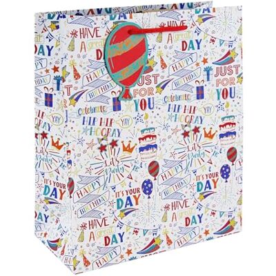 Eurowrap Anniversaire, sac large 26,5x14x33 cm Paq de 6 Eurowrap Anniversaire, sac large 26,5x14x33 cm Paq de 6