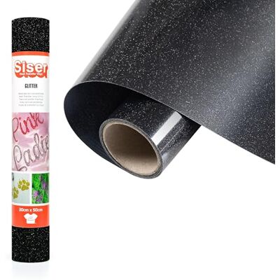 SISER ® Glitter Galaxy Black, 30 cm x 0,5 m, vinilo termotransferible termoadhesivo con purpurina para la personalización de tejidos, ropa y accesorios, aficiones creativas, fácil de cortar SISER ® Glitter Galaxy Black, 30 cm x 0,5 m, vinilo termotransferible termoadhesivo con purpurina para la personalización de tejidos, ropa y accesorios, aficiones creativas, fácil de cortar