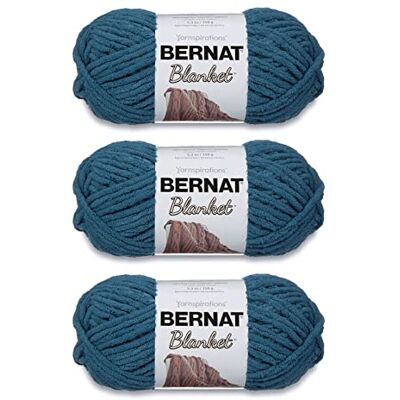 Bernat Manta de hilo verde azulado oscuro, paquete de 3 unidades de 150 g/5.3 oz – poliéster, 6 súper voluminosos – 108 yardas – Tejido/ganchillo Bernat Manta de hilo verde azulado oscuro, paquete de 3 unidades de 150 g/5.3 oz – poliéster, 6 súper voluminosos – 108 yardas – Tejido/ganchillo