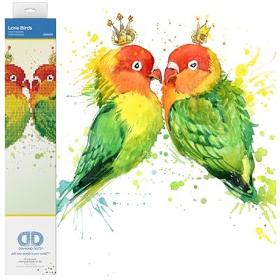 DIAMOND DOTZ Juego de pintura de diamante 5D original con pájaros amantes de los pájaros, juego creativo con 3.280 piedras de mosaico de diamantes, juego de pintura de aprox. 32 x 32 cm, DIAMOND DOTZ Juego de pintura de diamante 5D original con pájaros amantes de los pájaros, juego creativo con 3.280 piedras de mosaico de diamantes, juego de pintura de aprox. 32 x 32 cm,