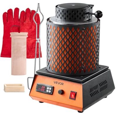 VEVOR Horno de Fusión de Oro Digital, con Crisol Cerámico de 3 kg, 1350 W, máx. 1150 ℃, Kit de Horno de Fusión de Metales para Fabricación de Joyas, Lingotes y Componentes Metálicos, Color Negro VEVOR Horno de Fusión de Oro Digital, con Crisol Cerámico de 3 kg, 1350 W, máx. 1150 ℃, Kit de Horno de Fusión de Metales para Fabricación de Joyas, Lingotes y Componentes Metálicos, Color Negro