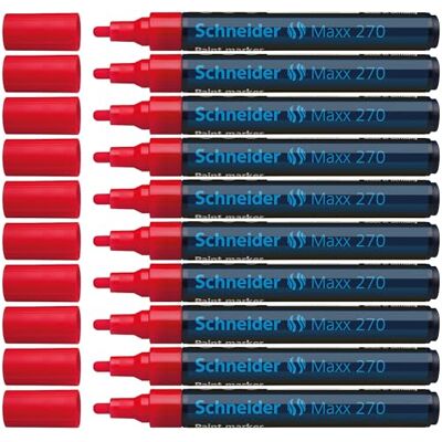 Schneider Maxx 270 Rotulador (punta redonda, punta intercambiable, 1-3 mm, 10 unidades), color rojo Schneider Maxx 270 Rotulador (punta redonda, punta intercambiable, 1-3 mm, 10 unidades), color rojo