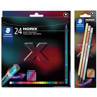 STAEDTLER NORIX 186 Juego de lápices de colores y 181 lápices (24 lápices y 3 lápices de colores surtidos) STAEDTLER NORIX 186 Juego de lápices de colores y 181 lápices (24 lápices y 3 lápices de colores surtidos)