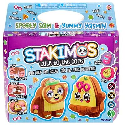 TOMY Stakimos Sporty Sam y Yummy Yasmin Juego de manualidades para niños para construir tus propios adorables personajes 3D de espuma de poliéster reciclada No necesita pegamento ni corte Kits TOMY Stakimos Sporty Sam y Yummy Yasmin Juego de manualidades para niños para construir tus propios adorables personajes 3D de espuma de poliéster reciclada No necesita pegamento ni corte Kits