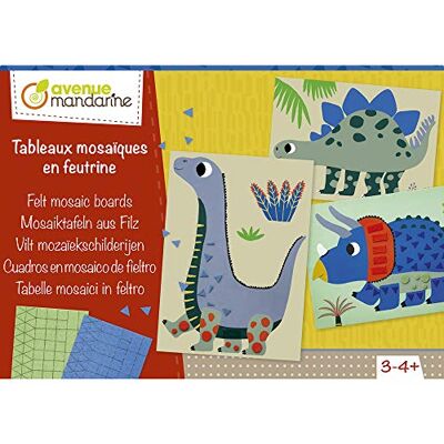 Avenue Mandarine Complète tes Tableaux Dinosaures avec de la Feutrine Géométrique Loisirs Créatifs Enfants 4 Planches Dinosaures + 6 Planches de Gommettes en Feutrine Dès 3 ans Avenue Mandarine Complète tes Tableaux Dinosaures avec de la Feutrine Géométrique Loisirs Créatifs Enfants 4 Planches Dinosaures + 6 Planches de Gommettes en Feutrine Dès 3 ans