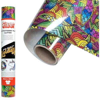 SISER EasyPattern Plus Glitter – Vinilo termotransferible Tropical Rainbow 50 x 30 cm, termovinilo con purpurina con motivos preimpresos, compatible con plotter de corte SISER EasyPattern Plus Glitter – Vinilo termotransferible Tropical Rainbow 50 x 30 cm, termovinilo con purpurina con motivos preimpresos, compatible con plotter de corte