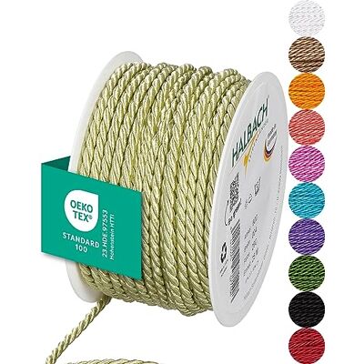 Halbach Seidenbänder Cordón de satén 4 mm de Ancho, 25 m de Longitud, para Decorar Regalos, cordón Brillante de Acetato, cordón Decorativo para Manualidades, Color: Verde pálido Halbach Seidenbänder Cordón de satén 4 mm de Ancho, 25 m de Longitud, para Decorar Regalos, cordón Brillante de Acetato, cordón Decorativo para Manualidades, Color: Verde pálido