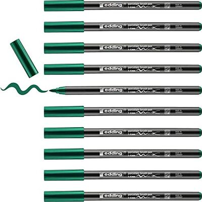 Edding 4200-04 Pack de 10 Rotuladores Pintar Porcelana Punta de Pincel Flexible 1-4mm Verde Edding 4200-04 Pack de 10 Rotuladores Pintar Porcelana Punta de Pincel Flexible 1-4mm Verde