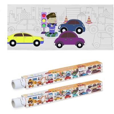 Relaxdays Mantel para Colorear Infantil, Set de 2, Papel Autoadhesivo 3 m, Diseño Coches, Rollo Dibujar, Niños, Blanco Relaxdays Mantel para Colorear Infantil, Set de 2, Papel Autoadhesivo 3 m, Diseño Coches, Rollo Dibujar, Niños, Blanco