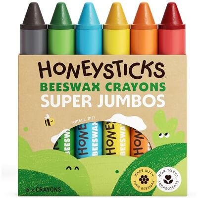 Honeysticks Lapices Super Jumbo Crayons (Paquete de 6) Lapices Cera Abeja Cera Abeja 100%, Colores Calidad Alimentaria, 1-3 años, Irrompibles, Extra Grandes, Fáciles de Sujetar y Usar, Ecológicos Honeysticks Lapices Super Jumbo Crayons (Paquete de 6) Lapices Cera Abeja Cera Abeja 100%, Colores Calidad Alimentaria, 1-3 años, Irrompibles, Extra Grandes, Fáciles de Sujetar y Usar, Ecológicos