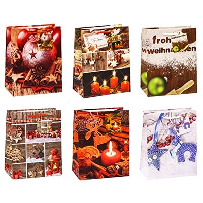 TSI Bolsa para regalo (12 unidades, tamaño: medio, 23 x 18 x 10 cm), diseño de Navidad TSI Bolsa para regalo (12 unidades, tamaño: medio, 23 x 18 x 10 cm), diseño de Navidad