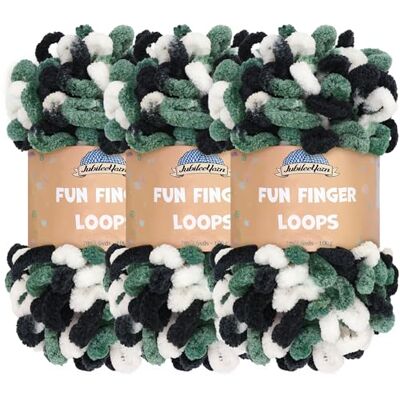 BambooMN Fun Finger Loops Yarn Team Spirit Colors 3 madejas BambooMN Fun Finger Loops Yarn Team Spirit Colors 3 madejas
