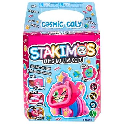 TOMY Stakimos Cosmic Caty Juego de manualidades para niños para construir tu propio adorable personaje 3D de espuma de poliéster reciclado, no necesita pegamento ni corte, kits de manualidades para TOMY Stakimos Cosmic Caty Juego de manualidades para niños para construir tu propio adorable personaje 3D de espuma de poliéster reciclado, no necesita pegamento ni corte, kits de manualidades para