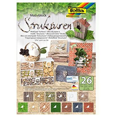 Folia – Bloc de diseño de estructuras, 24 x 34 cm, 26 hojas surtidas, 13 x 270 g/m² y 13 x papel de diseño de 80 g/m², para diversas manualidades Folia – Bloc de diseño de estructuras, 24 x 34 cm, 26 hojas surtidas, 13 x 270 g/m² y 13 x papel de diseño de 80 g/m², para diversas manualidades