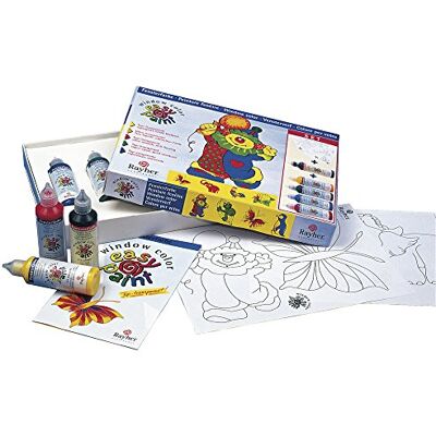 Rayher Set pintura para ventanas "easy paint", con plantillas y 5 colores, Rayher Set pintura para ventanas "easy paint", con plantillas y 5 colores,
