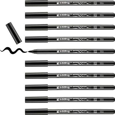 Edding 4200-01 Pack de 10 Rotuladores Pintar Porcelana Punta de Pincel Flexible 1-4mm Negro Edding 4200-01 Pack de 10 Rotuladores Pintar Porcelana Punta de Pincel Flexible 1-4mm Negro