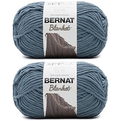 Bernat Blanket Ovillo de hilo de poliéster, 300 g, n.° 6, supergrueso, 201 m, para punto y ganchillo, paquete de 2 unidades, color verde (Stormy Green) Bernat Blanket Ovillo de hilo de poliéster, 300 g, n.° 6, supergrueso, 201 m, para punto y ganchillo, paquete de 2 unidades, color verde (Stormy Green)