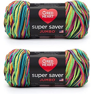 Red Heart Super Saver Ovillo de lana jumbo Blacklight Paquete de 2 unidades de 10 onzas Acrílico 4 medianos (peinado) 482 yardas Tejido/ganchillo Red Heart Super Saver Ovillo de lana jumbo Blacklight Paquete de 2 unidades de 10 onzas Acrílico 4 medianos (peinado) 482 yardas Tejido/ganchillo