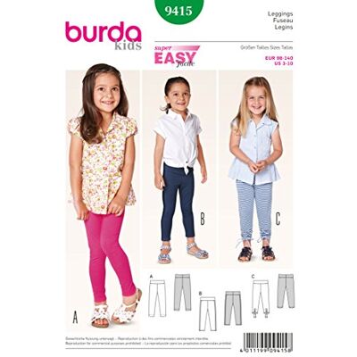 Burda Modelo 9415 - Patrón de Leggings para Niños Burda Modelo 9415 - Patrón de Leggings para Niños