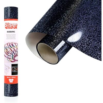 SISER Holographic Navy Blue, 30 cm x 0,5 m, vinilo termotransferible termoadhesivo con purpurina para la personalización de tejidos, ropa y accesorios, aficiones creativas, fácil de cortar SISER Holographic Navy Blue, 30 cm x 0,5 m, vinilo termotransferible termoadhesivo con purpurina para la personalización de tejidos, ropa y accesorios, aficiones creativas, fácil de cortar